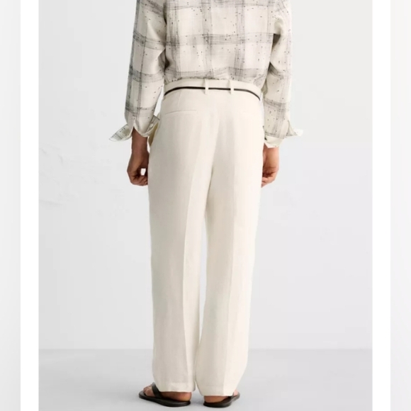 Zara Limited Edition 100% Linen Pleated Pants - Picture 3 of 5